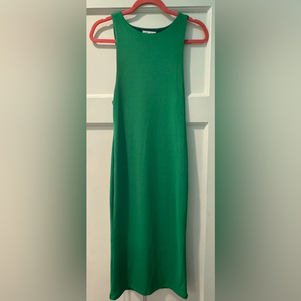 Privacy Please Dawn Midi Dress in Palm Green - Ribbed, Bodycon